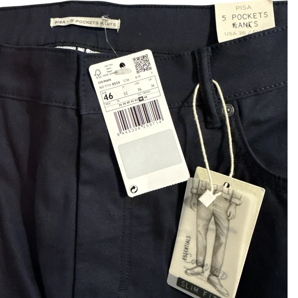 NWT‎ MNG MAN PISA Slim Fit Navy Blue 5 Pocket Pants Mens Size 36x33